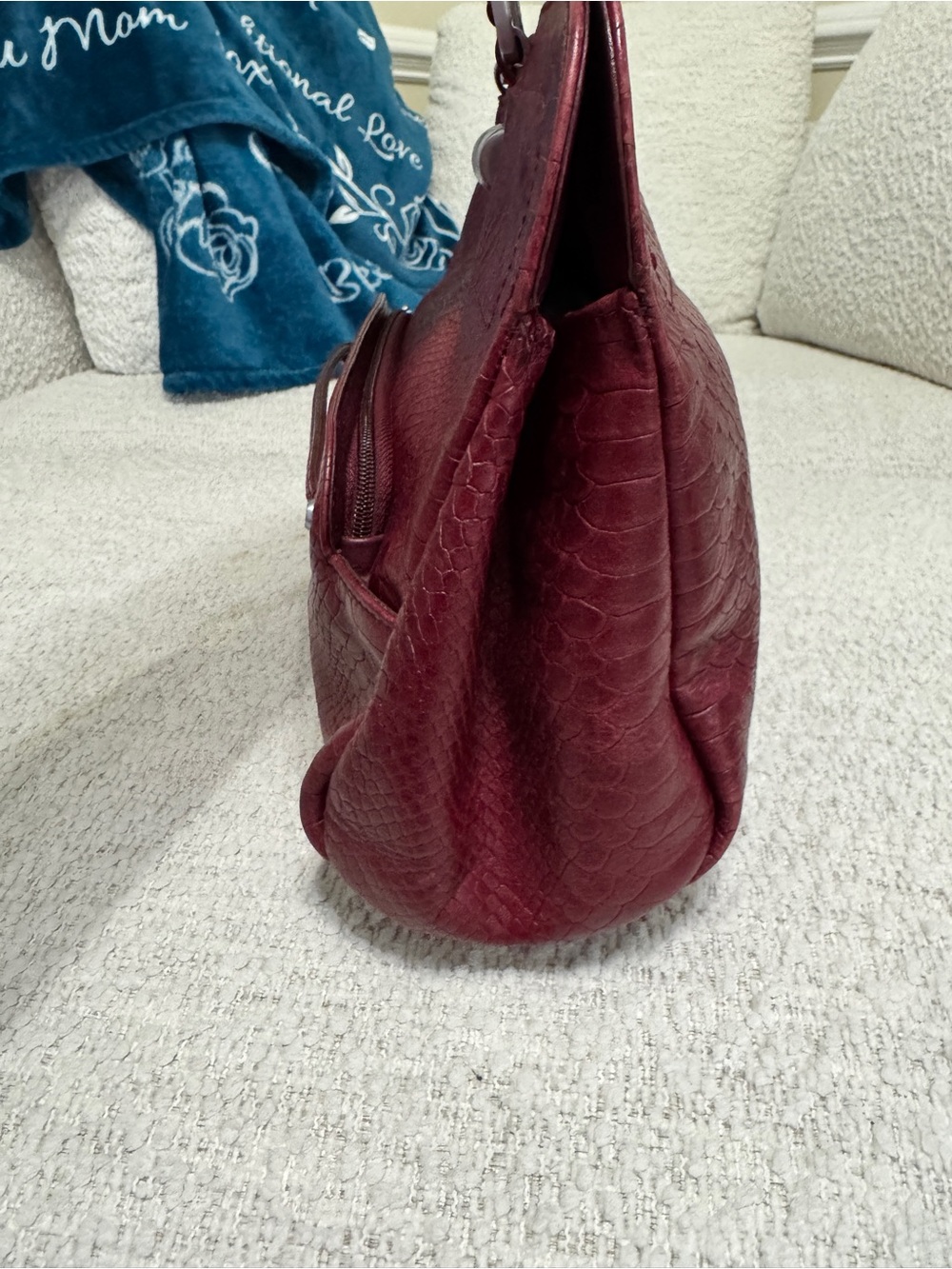 Longchamp Gatsby Satchel Red Python Embossed Twist Lock Structured Purse France - Picture 7 of 16